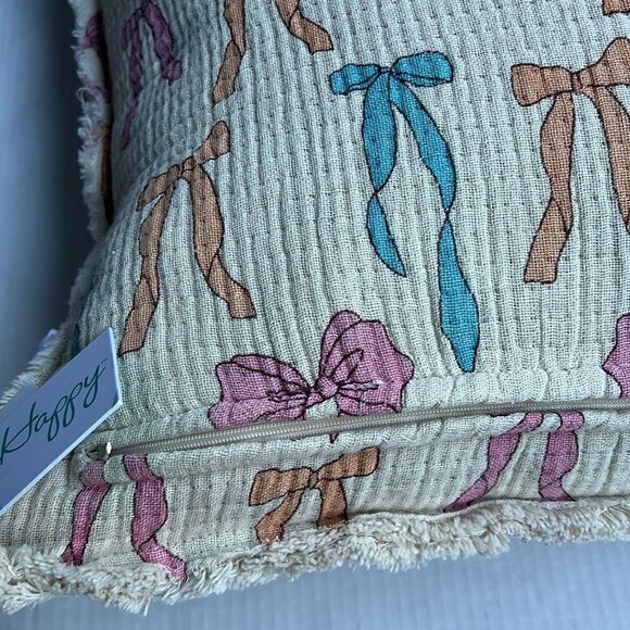 Style Happy Pastel Bows Throw Pillow - Picture 6 of 10